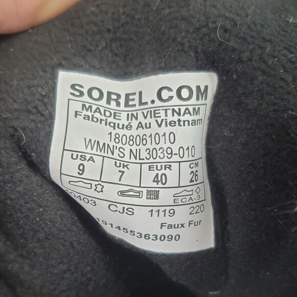 SOREL Explorer Joan Suede Winter Boots in Black/Dark Stone, sz 9 - Picture 14 of 15